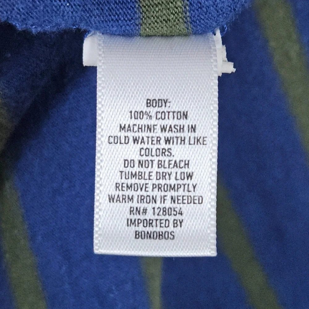 Bonobos Men's Blue/Green Striped Shirt Size M Long Sleeve 100% Cotton High‎ Neck